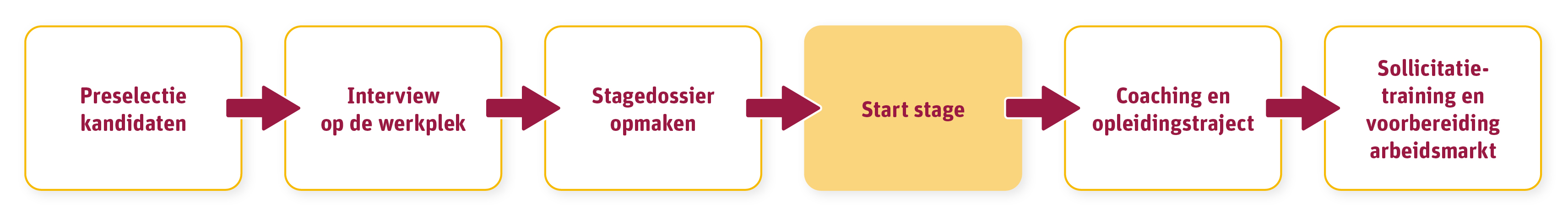 schema van de verschillende fasen in een stagetraject